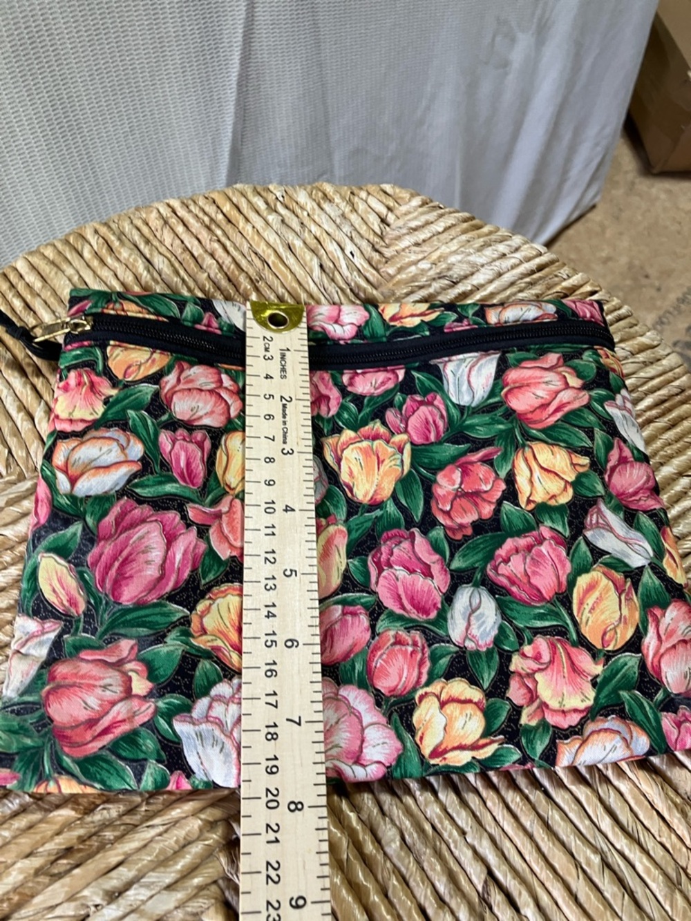 Floral Tulip Zip Cosmetic Pouch - Pink, Yellow & Green - Picture 5 of 6